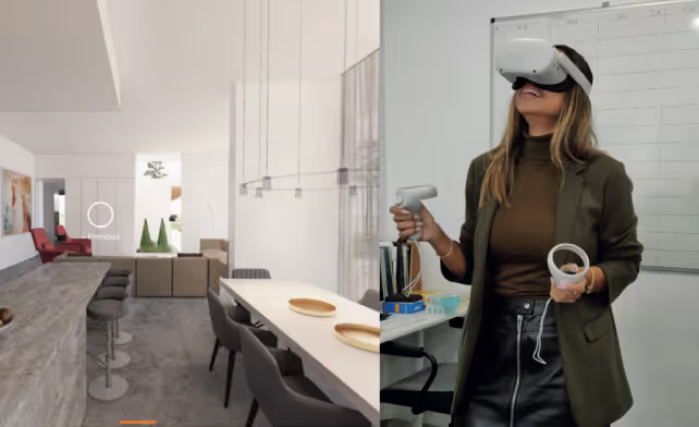 Woman with VR set.